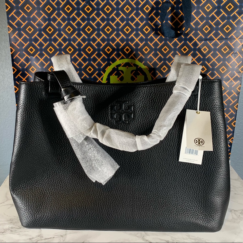 Tory Burch Thea Center Zip Tote Black